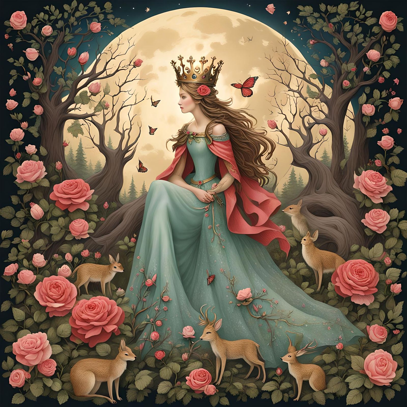 Fairy Queen in Moonlit Grove Illustration