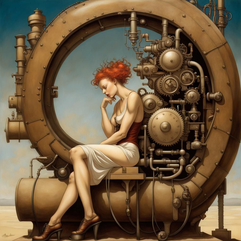 Pensive Steampunk Figures in Michael Parkes Style
