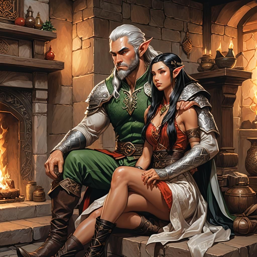 Fantasy Comic: Muscular Elf with Female Companion