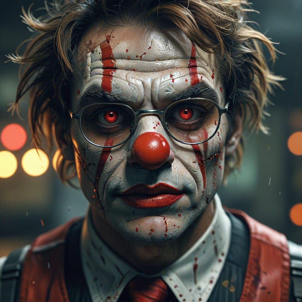 Sad Clown Boss: A Satirical Digital Painting