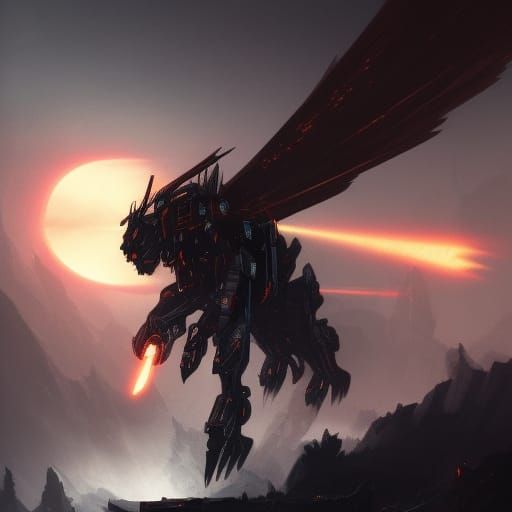 Hyperdetailed Mech Horse Warrior in Dark Fantasy Style