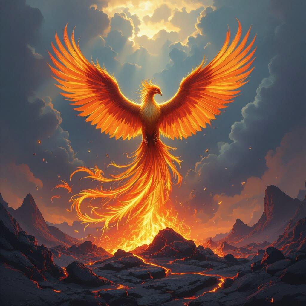 Phoenix Rising: Epic Fantasy Art of Volcanic Ascent