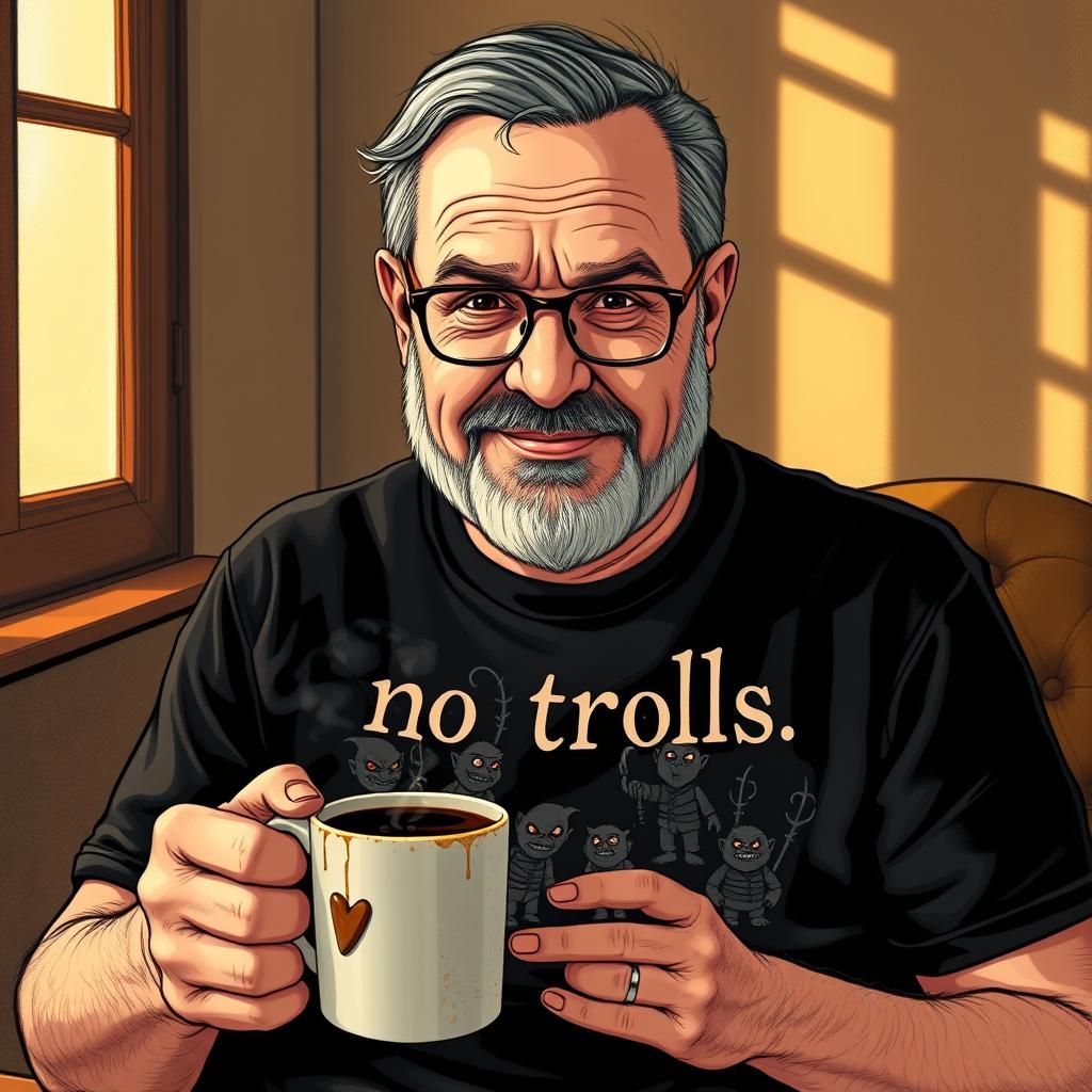 Bespectacled Man with Coffee in Rembrandt Lighting