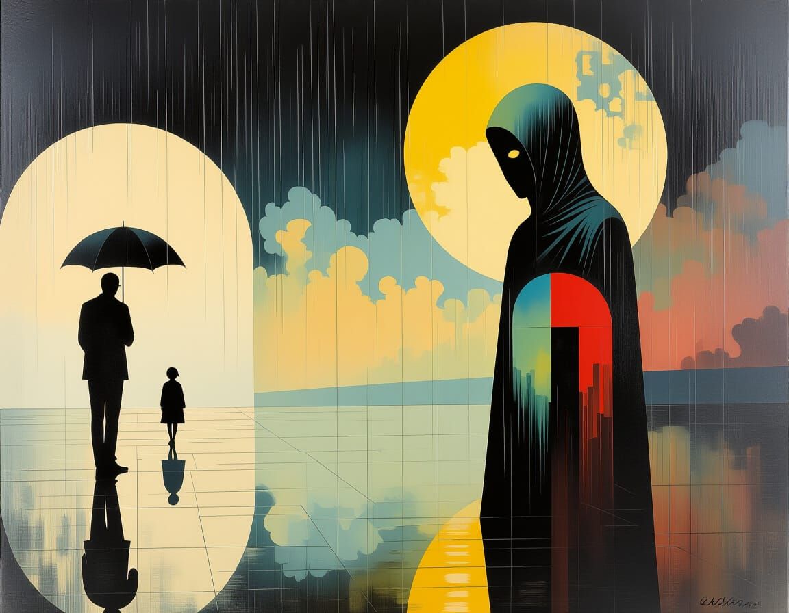 Dark Fantasy Landscape on a Rainy Night