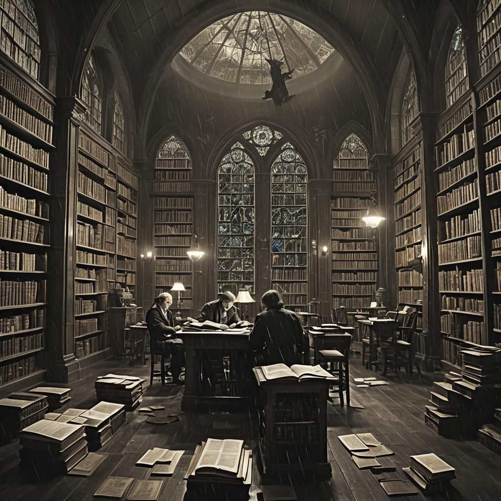 Arcane Library: Scholars Gathering Forbidden Knowledge