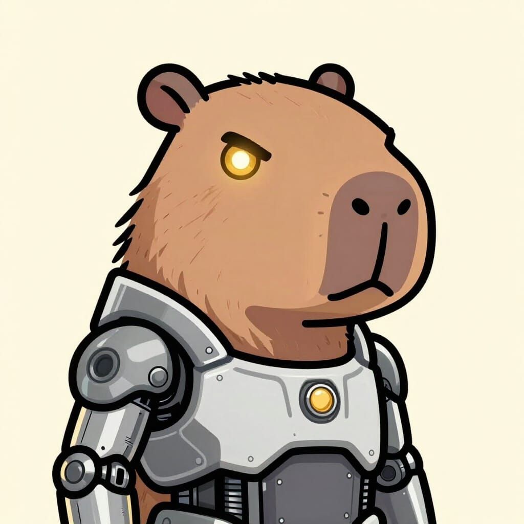 Cyborg Capybara Character in Pop Art Style