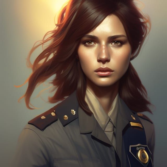 Detailed Portrait of a Woman Police Officer