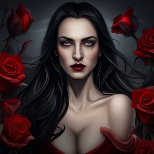 High Gothic Vampire Portrait in Hyperdetailed Style