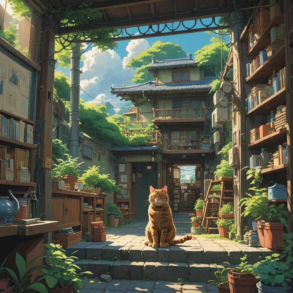 Anime Cat in Studio Ghibli Style, 8K