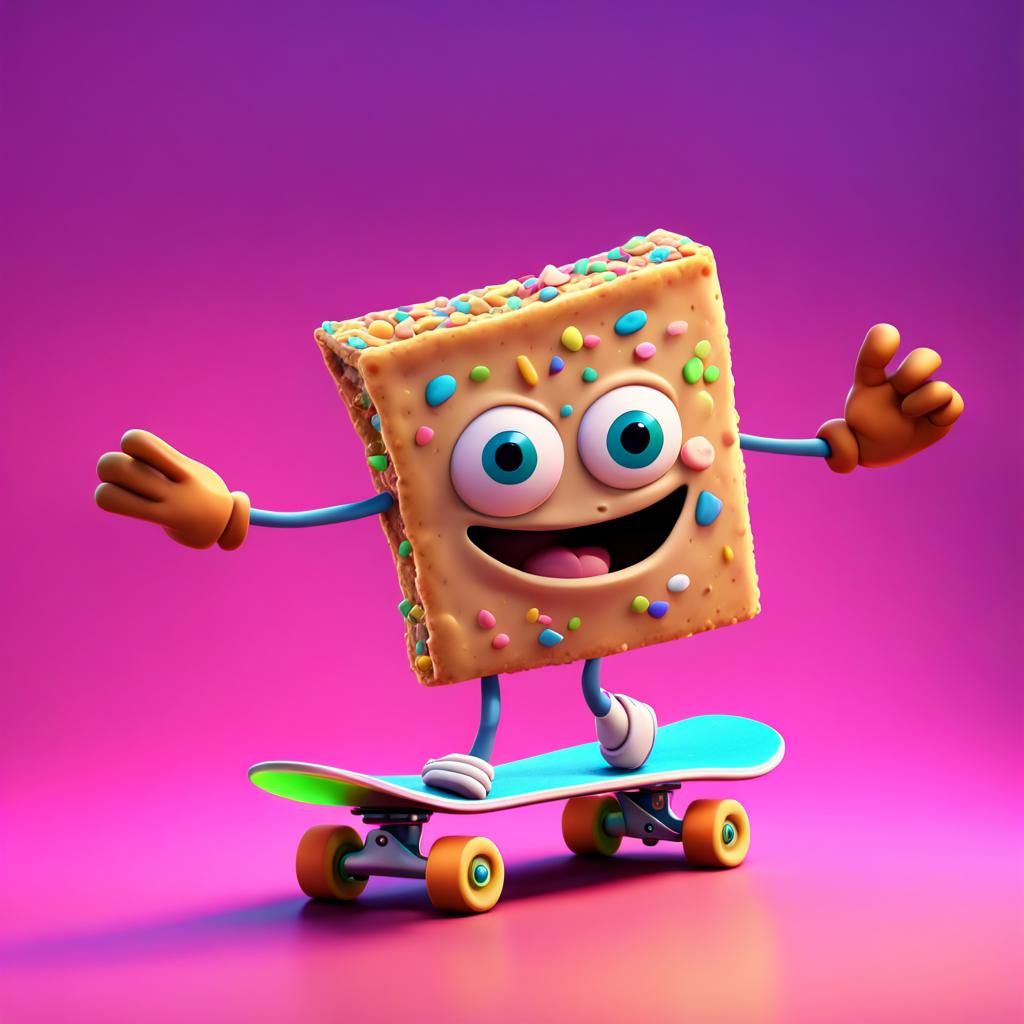 Pop-Tart Skateboarding: 3D Digital Art