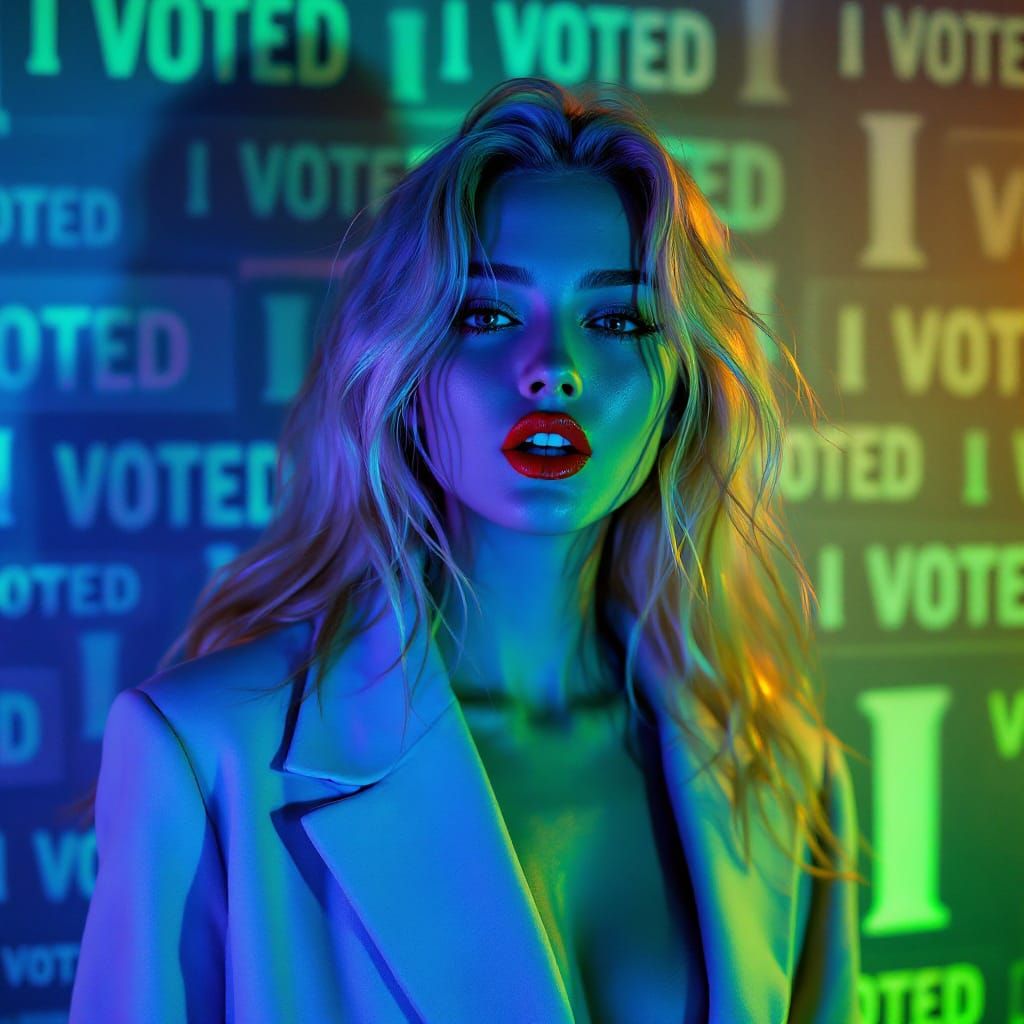 Edgy High Fashion Portrait with "I Voted" Backdrop