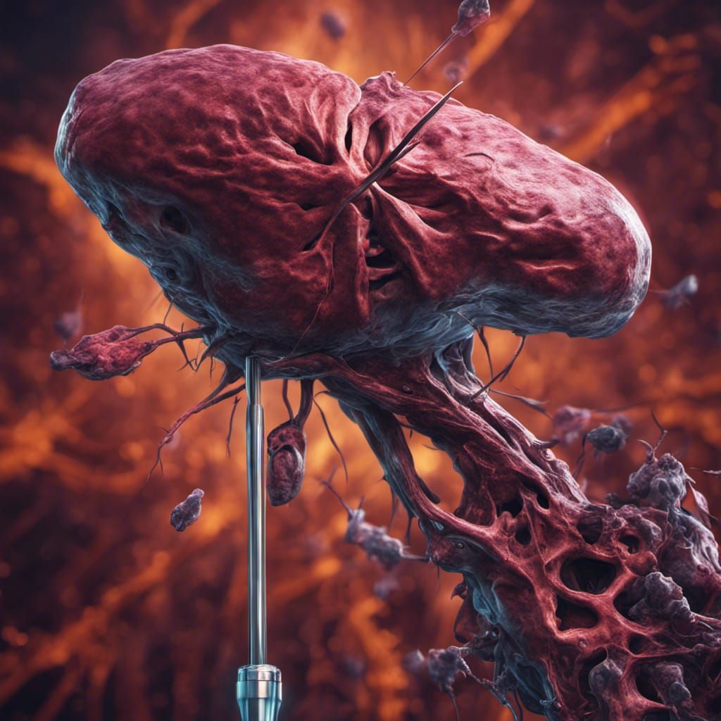 Liver Biopsy Symbolized in Detailed Matte Painting