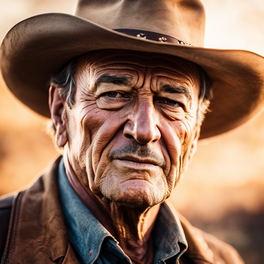 Cinematic Cowboy Portrait in Western Movie Style
