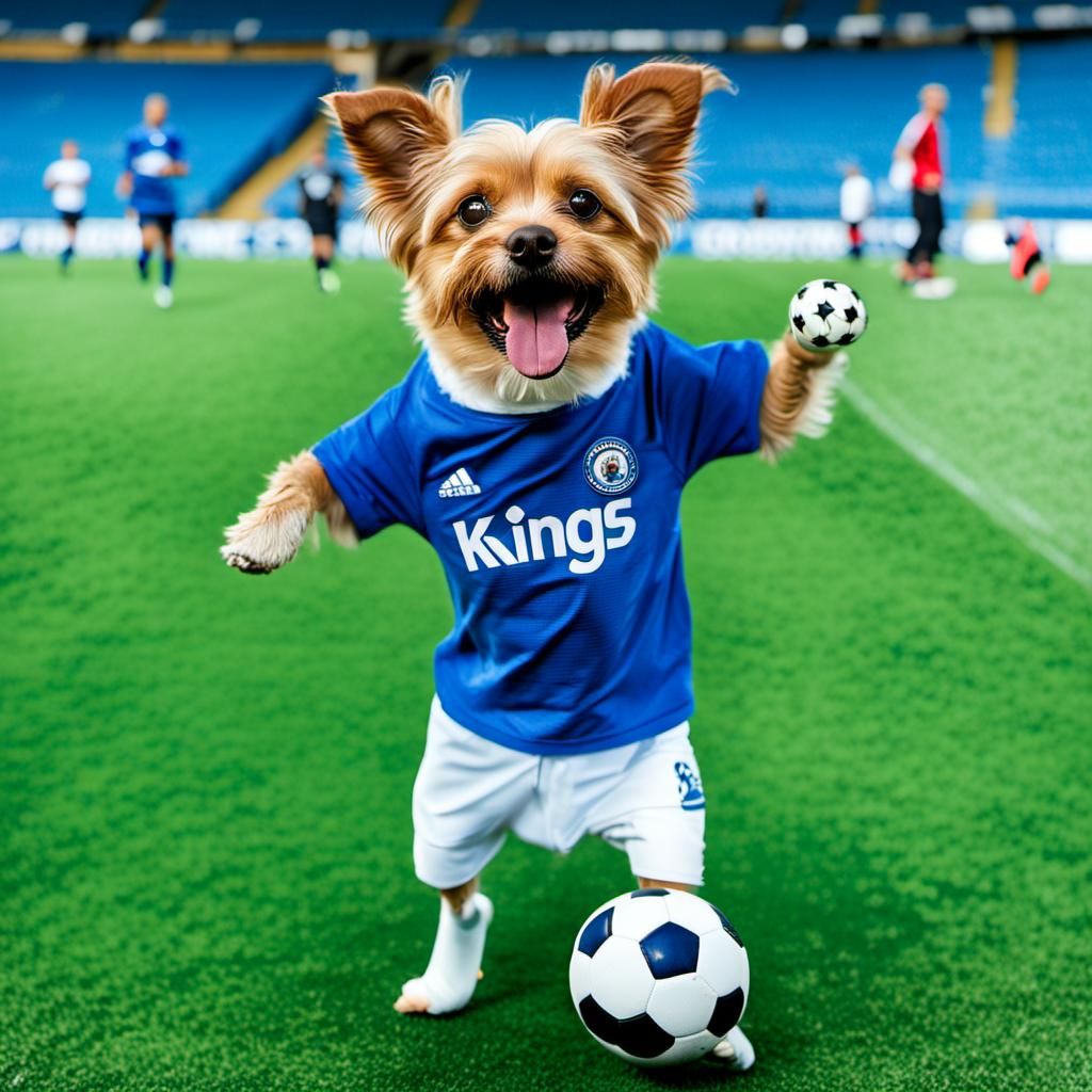 Yorkshire Terrier Ready to Play Soccer