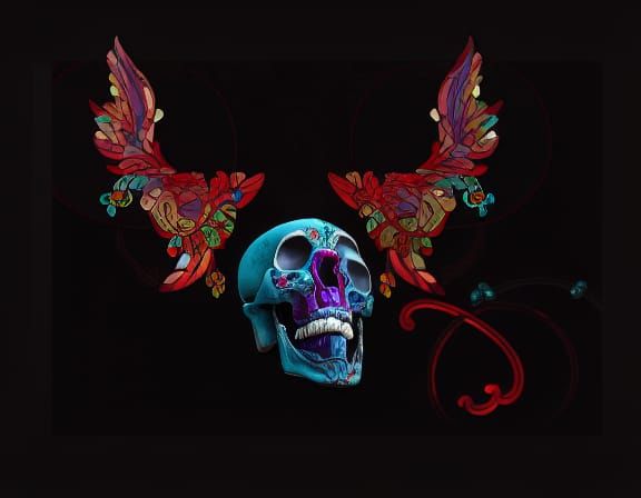 stained glass skull 16