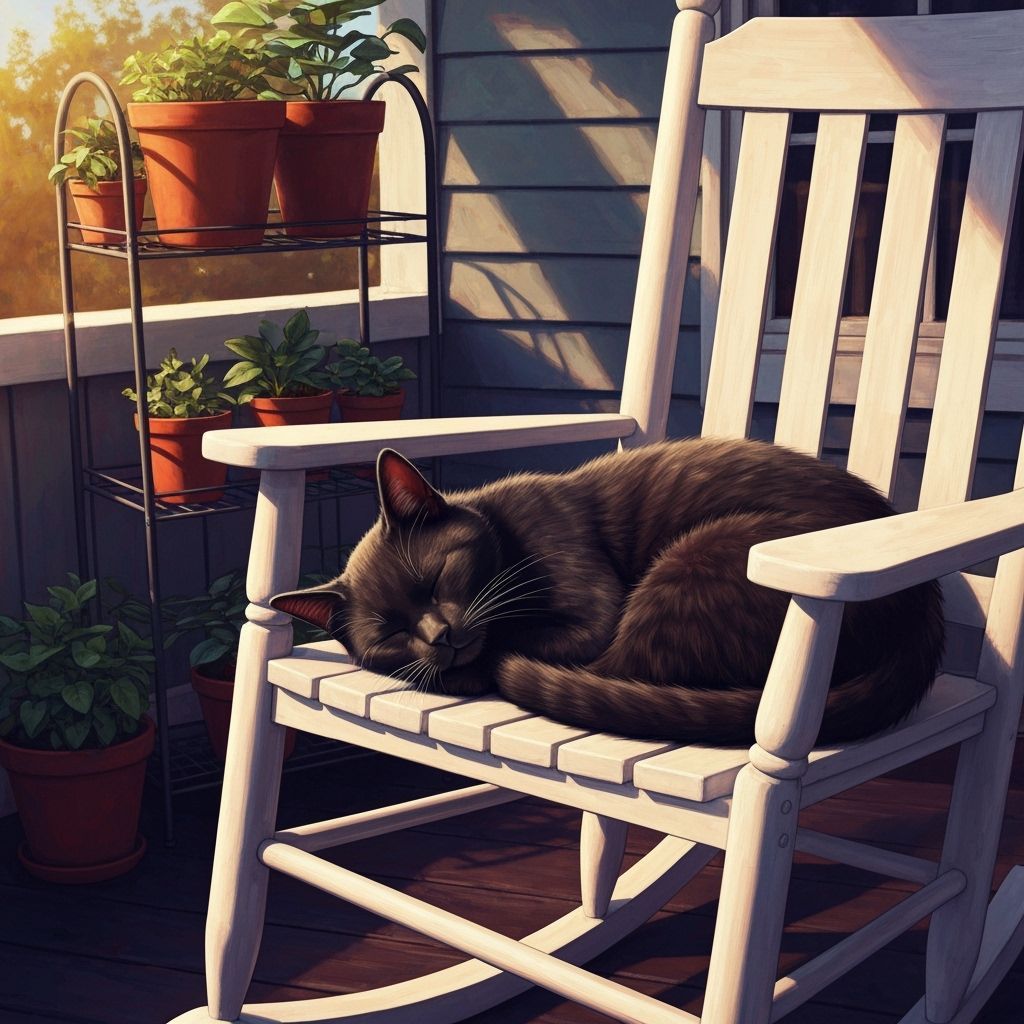Lazy Cat Napping in Sunlit Porch