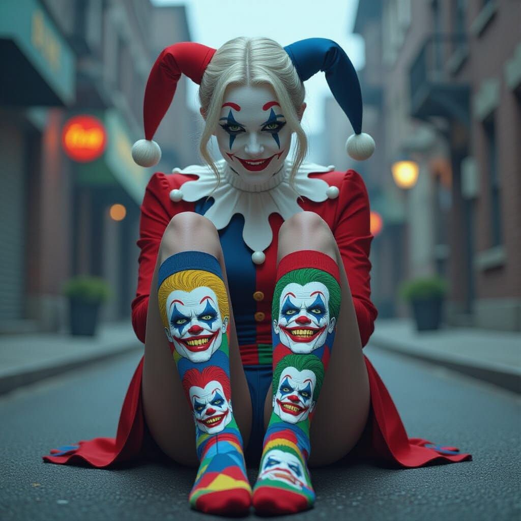 Harley Quinn's Joker Socks in Burton/Seuss Style