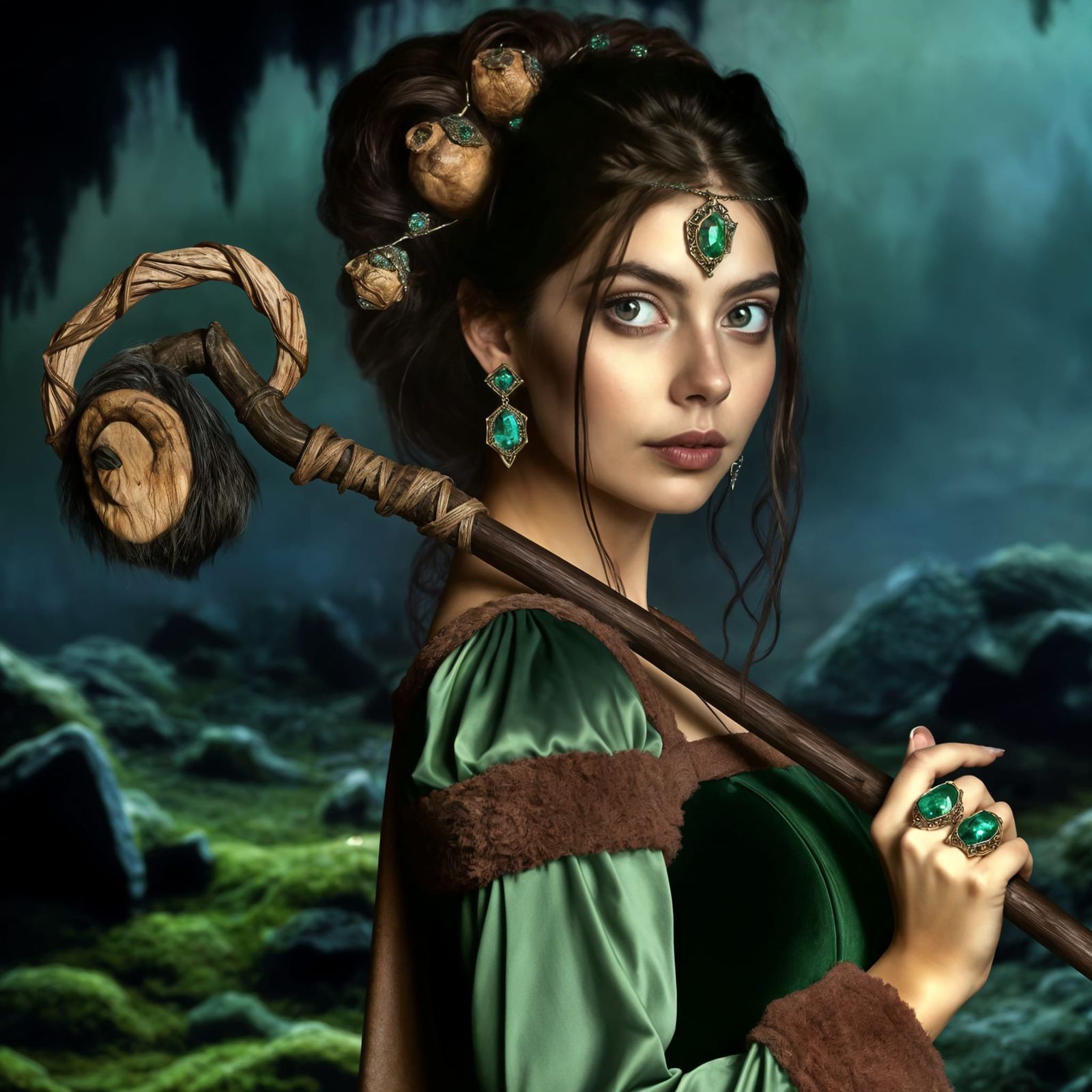 Norse Goddess in Emerald Splendor