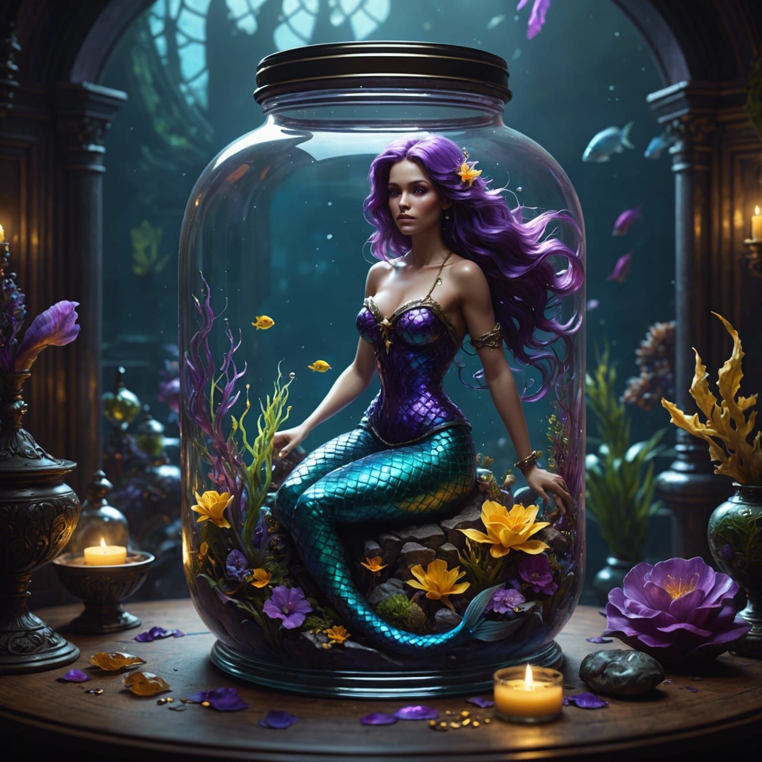 Dark Fantasy Mermaid in a Jar
