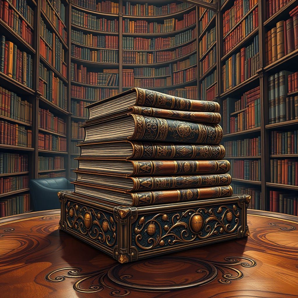 Gilded Tomes in a Cozy Bookstore