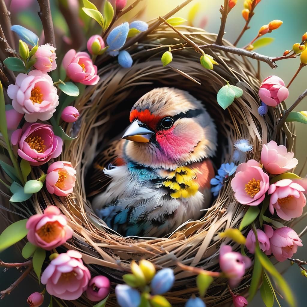 Adorable Finch Portrait in Hyperrealistic Style