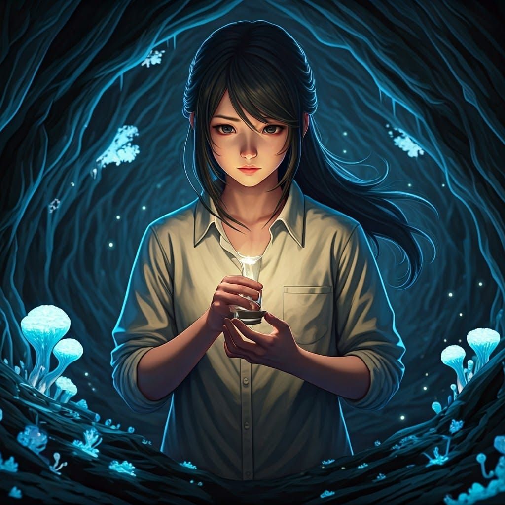 Keiko O'Brien Examines Bioluminescent Fungi: 3D Anime Art