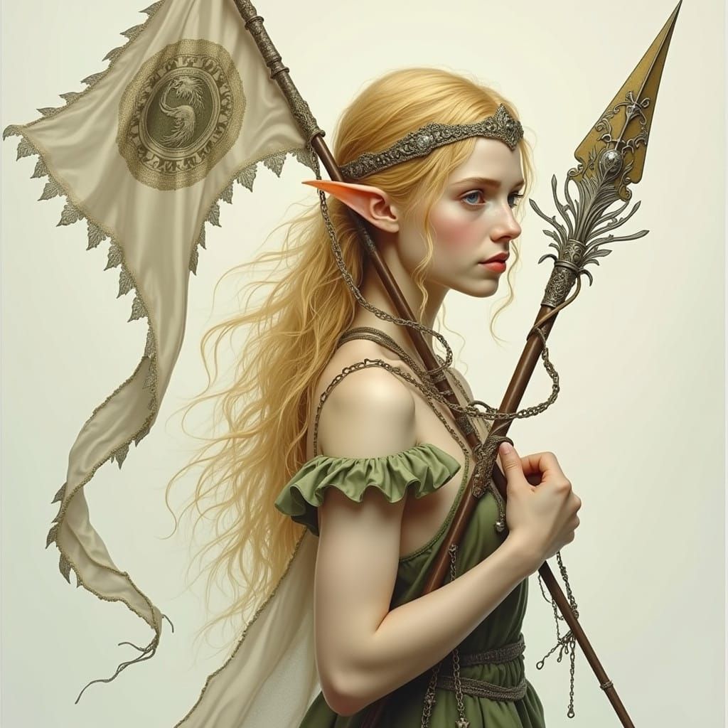 Ethereal Elf Warrior in Moonlit Forest Glade