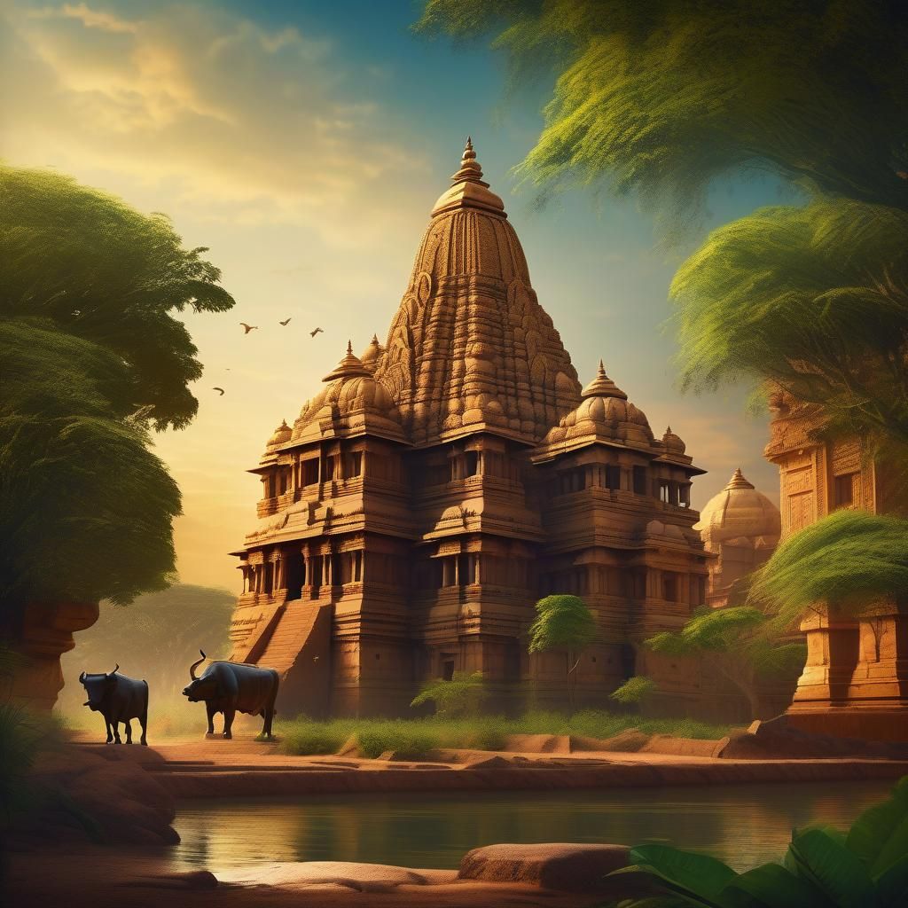 Tanjore City: Matte Painting of Indian Architecture