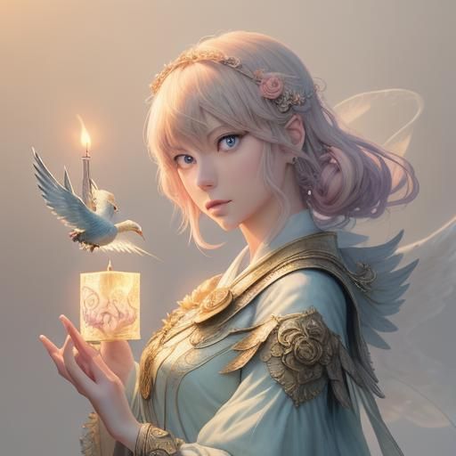 Taylor Swift as Anime Tarot Reader with Phoenix