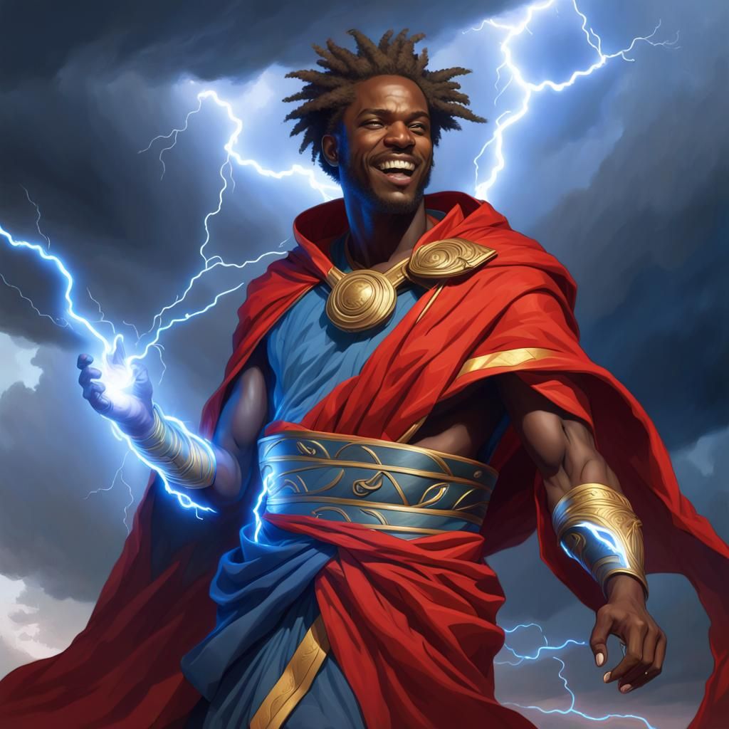 Greek Lightning Disciple Portrait in Art Nouveau Style