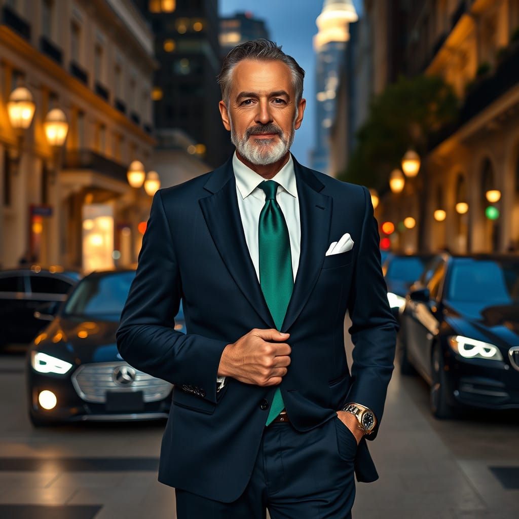 Elegant Gentleman Amidst Art Nouveau Splendor at Night