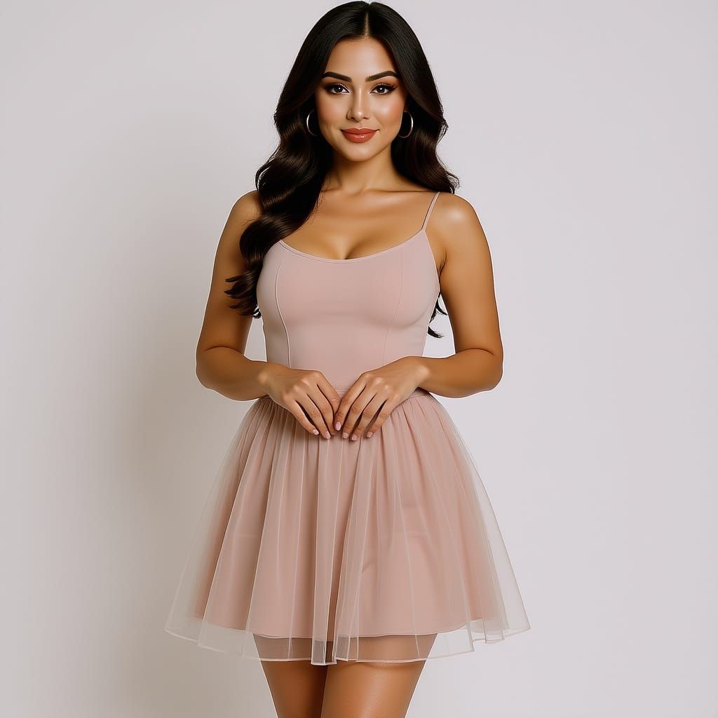 Attractive Ukrainian Model in Pleated Miniskirt