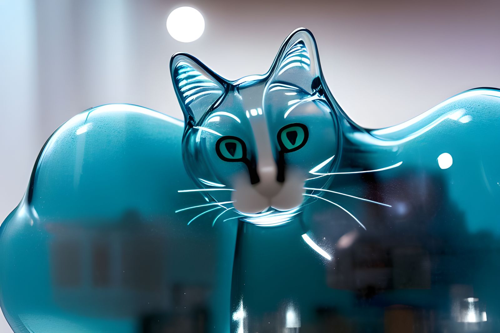 Photorealistic Glass Cat Portrait in Crystalline Detail