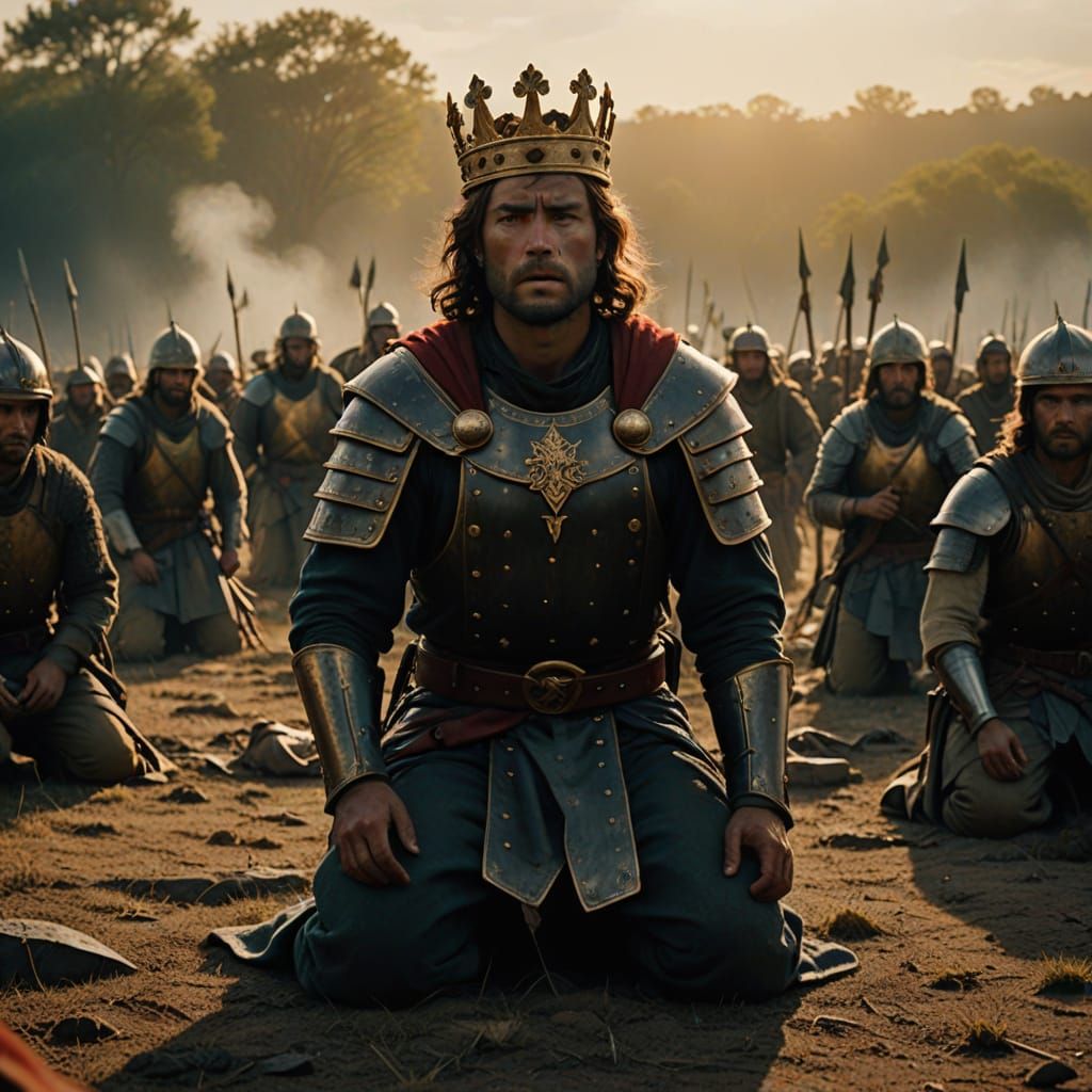 Battlefield Prayer: Cinematic Biblical Scene