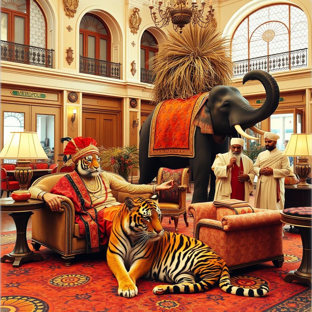 Rajah and Tiger in Art Nouveau Lobby