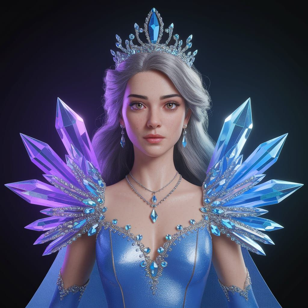 Crystalline Princess in Shimmering Blue: Fantasy Art