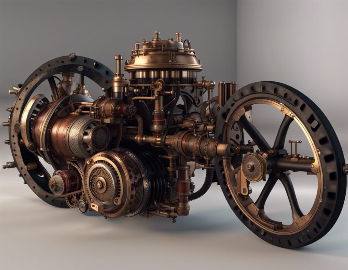 Ultra Realistic Steampunk Engine in 8k