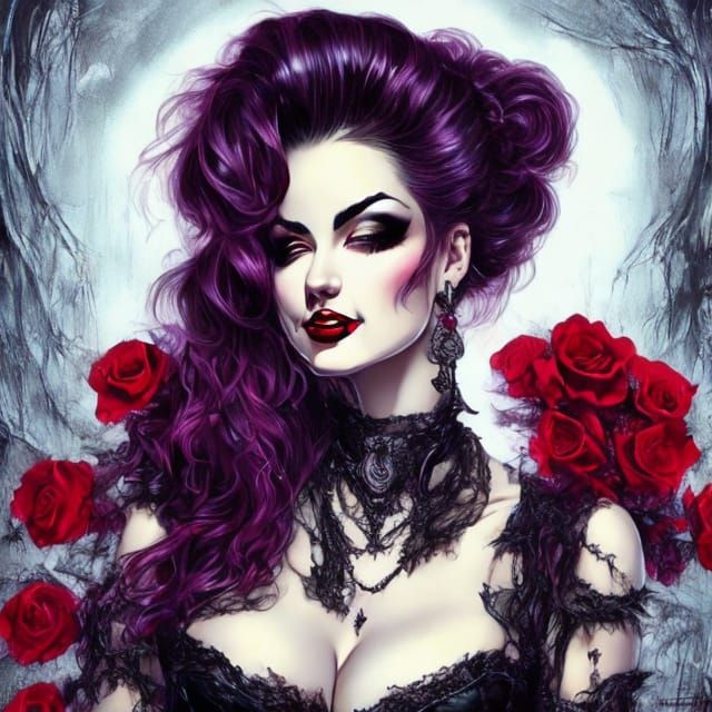 Rockabilly Vampiress with Goth Punk Style