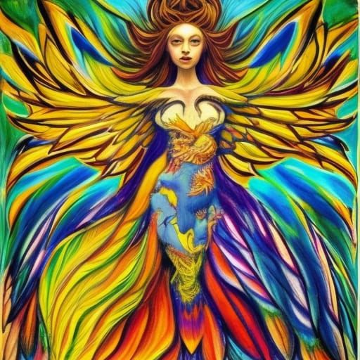 Majestic Phoenix in Lush Jungle: Hyper-Realistic Painting