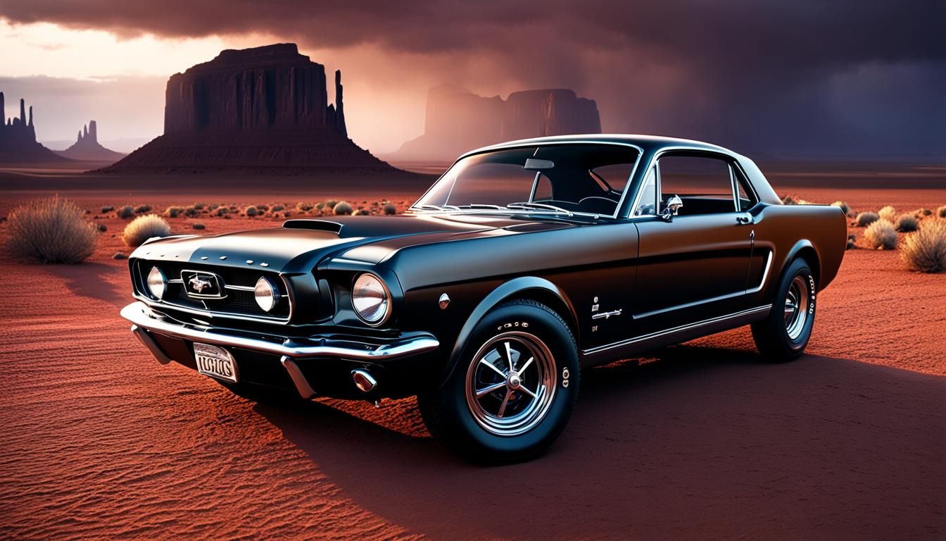 1965 Mustang in Dystopian Monument Valley