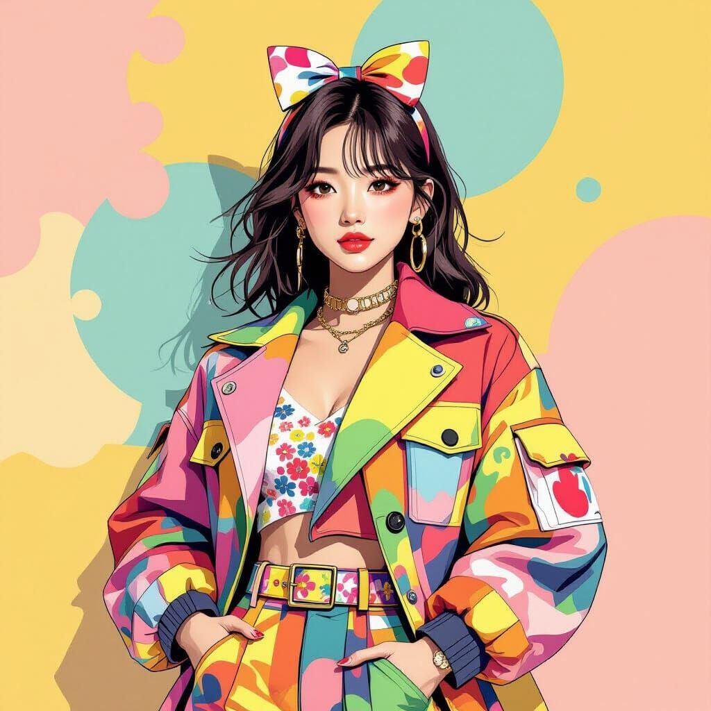 Kpop Idol in Pop Surrealist Style