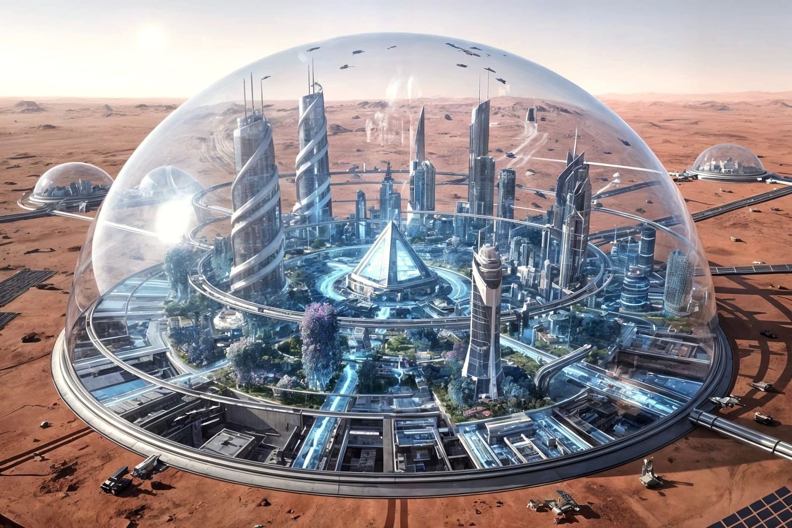 Futuristic City Dome on Mars