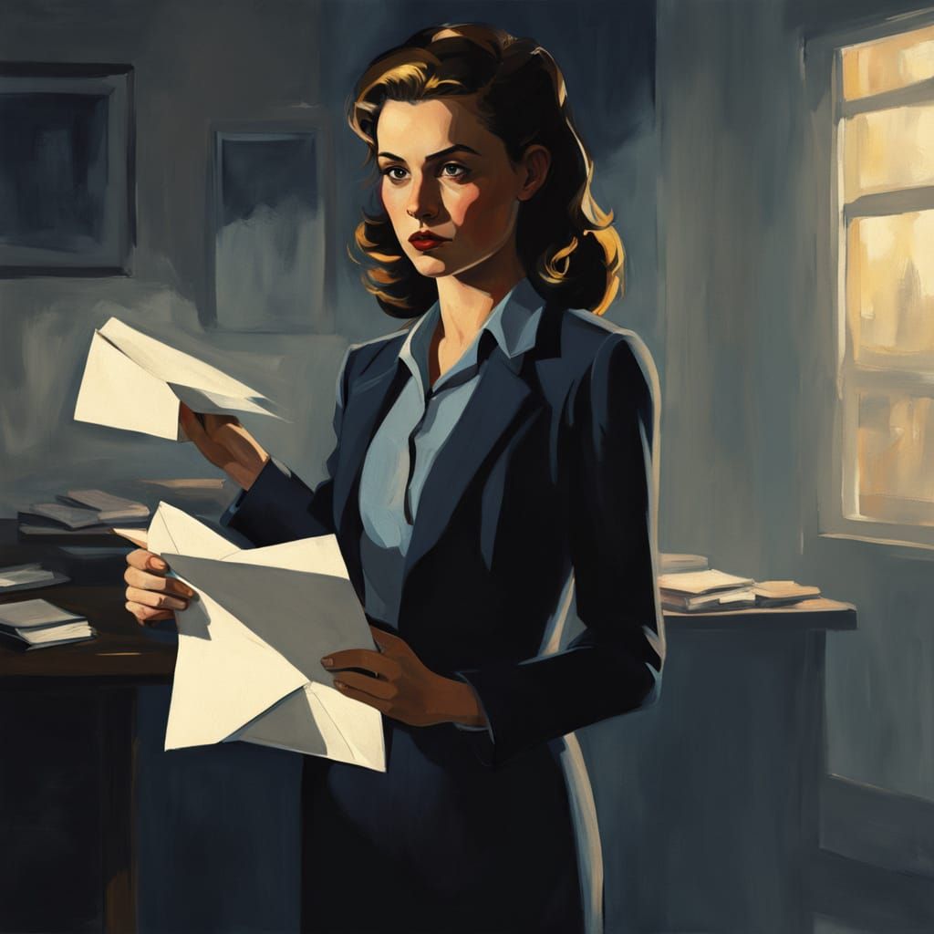 Film Noir Woman in University Office