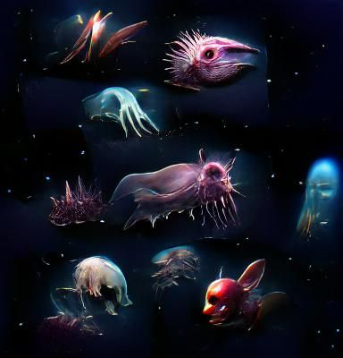 Bioluminescent Deep Sea Creatures in the Abyss