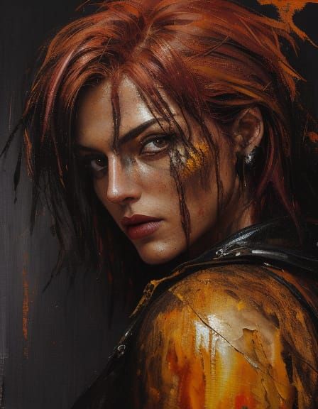 Abstract Oil Painting of Rusty Duel