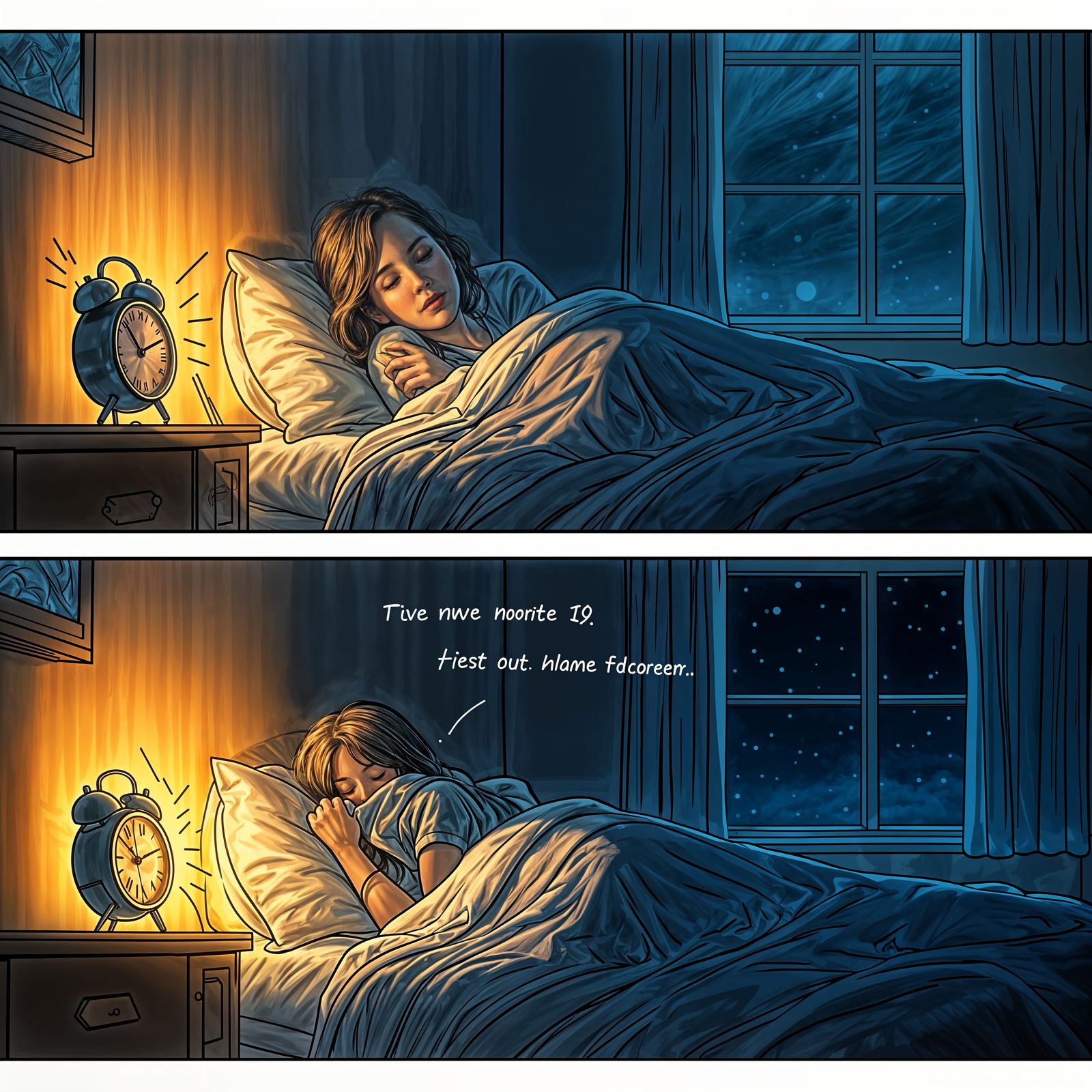 Cozy Bedroom Awakens to Dawn's Loud Alarm