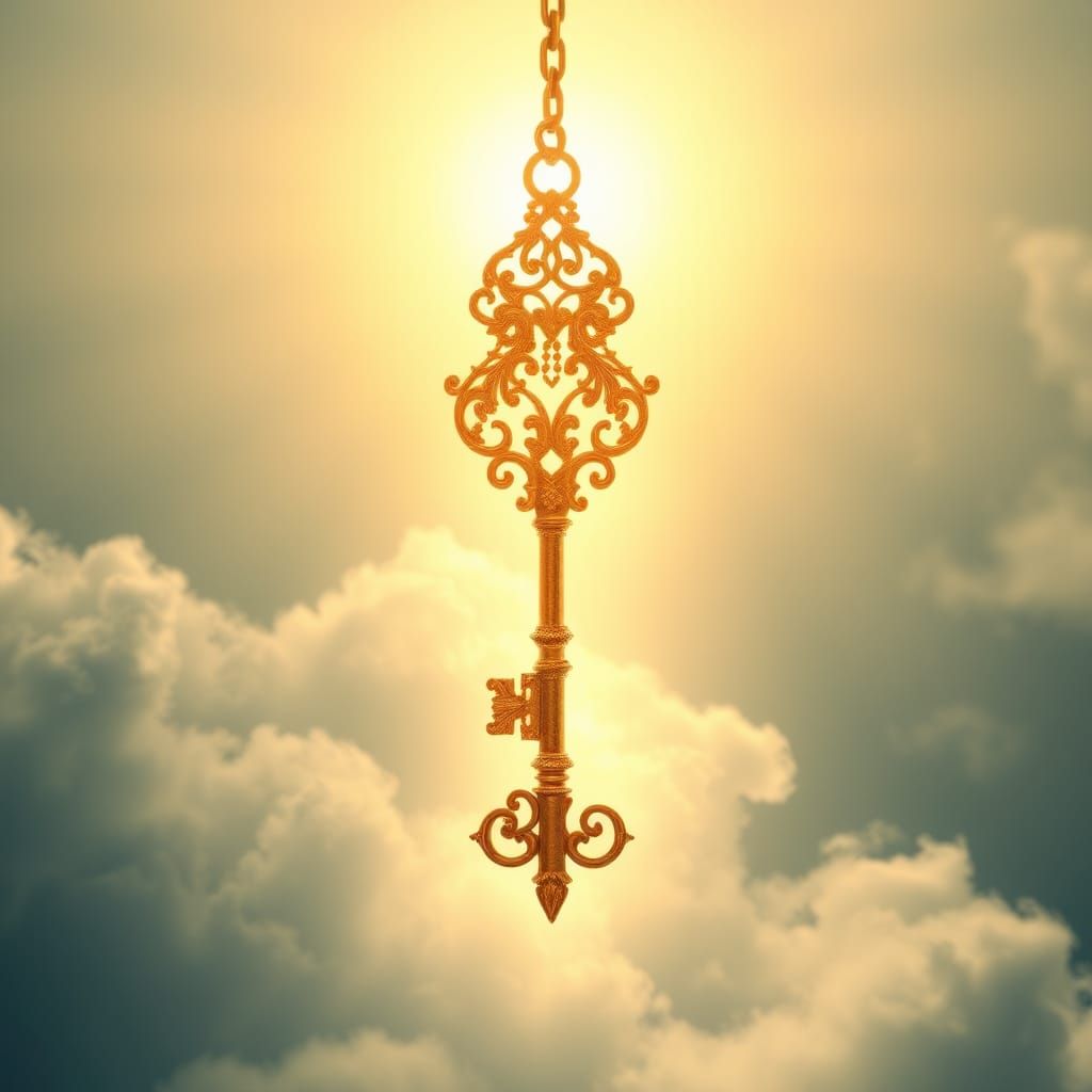 Ethereal Key Radiating Light in Art Nouveau Style