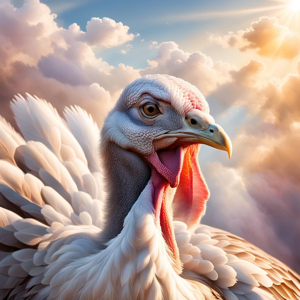 Serene Turkey Ascends to Heaven: A Dreamy Digital Art