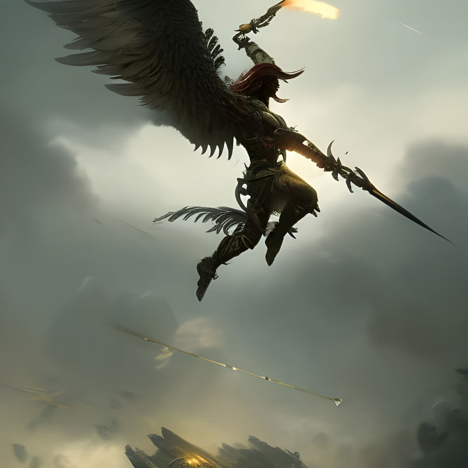 Epic Valkyrie on Griffin: Dramatic Digital Painting
