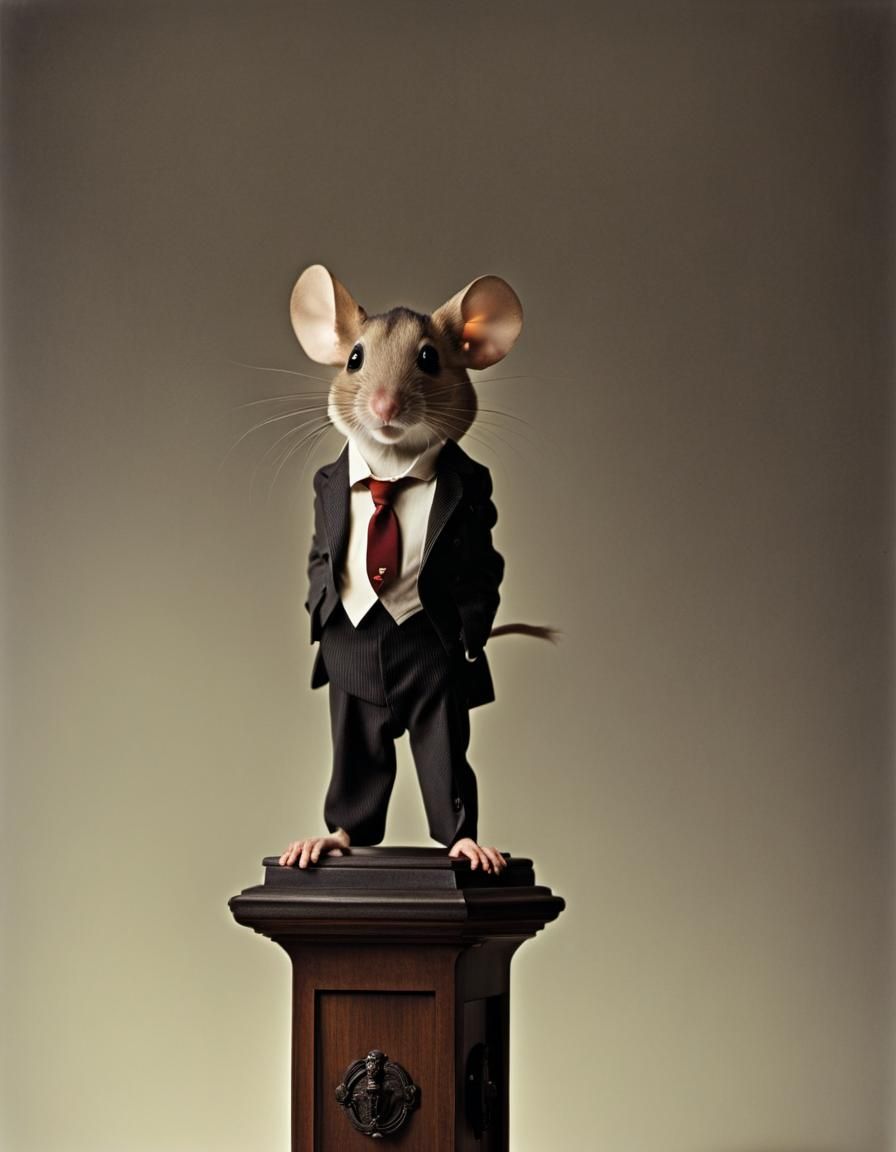 Important Mouse Person in Suit, 1980s Photograph